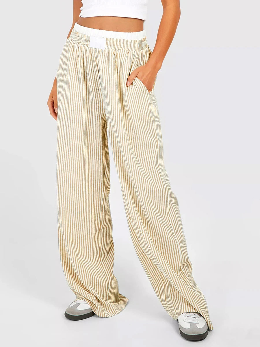 Lora - Wide Leg Striped Lounge Pants