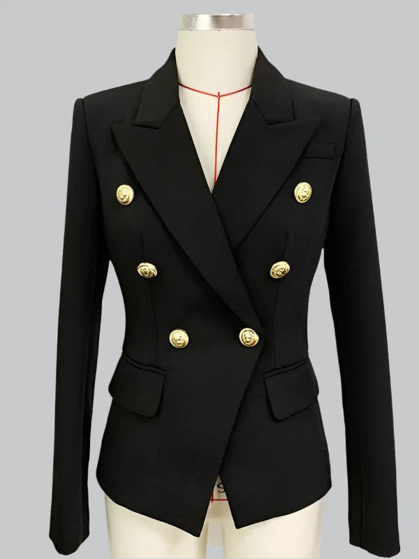 Eliza - Classic Double-Breasted Women's Blazer with Lion Metal Buttons