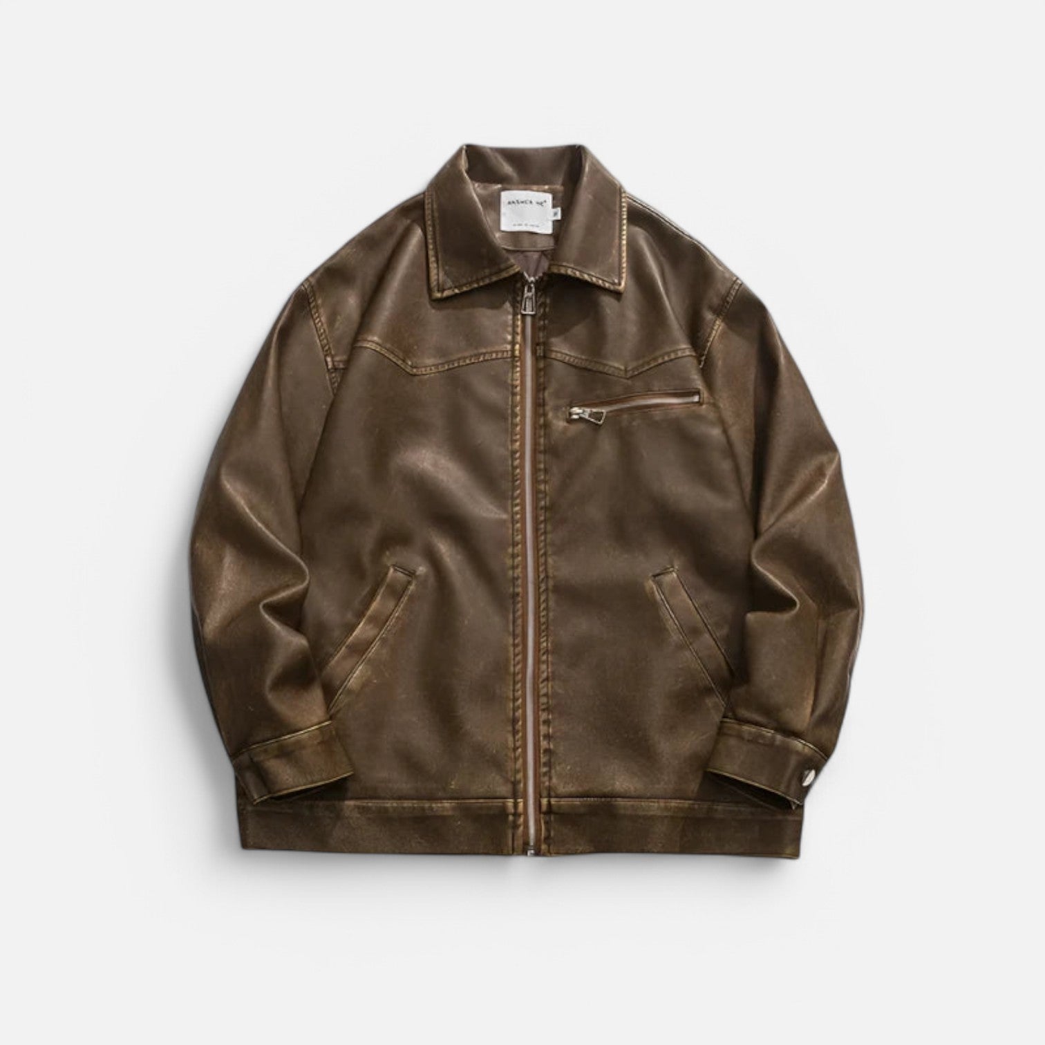 Monacogents | Vintage Washed Leather Motorcycle Jacket