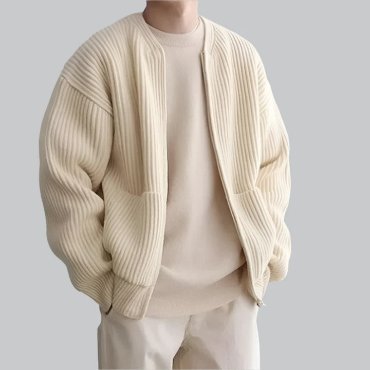 Ethan - Solid Color Slim-Fit Zip-Up Sweater