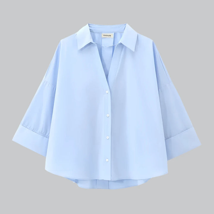 Celina - Wide Sleeve Cotton Poplin Shirt