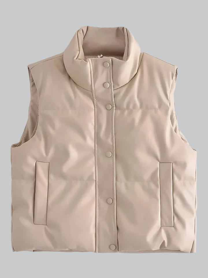 Zara - PU Leather Stand Collar Jacket