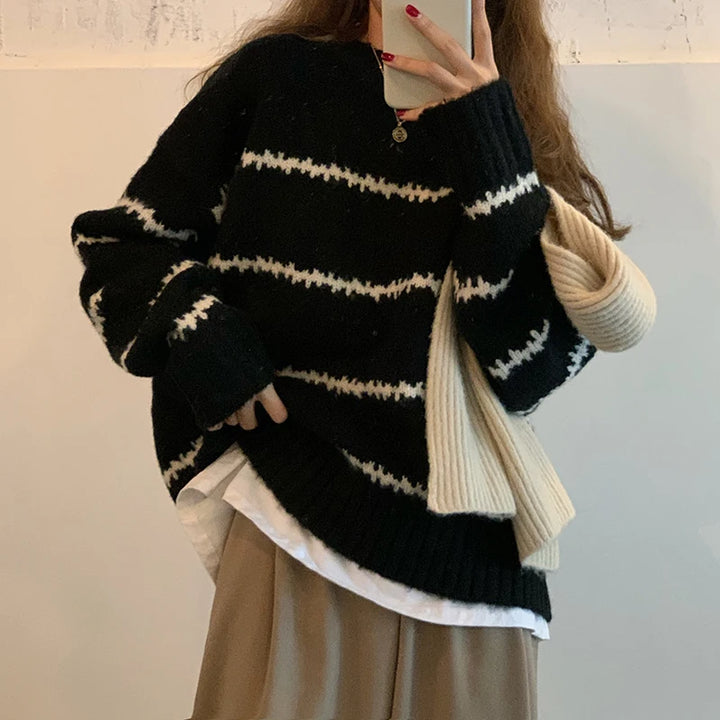 Ella - Women's Casual Striped Knit Sweater