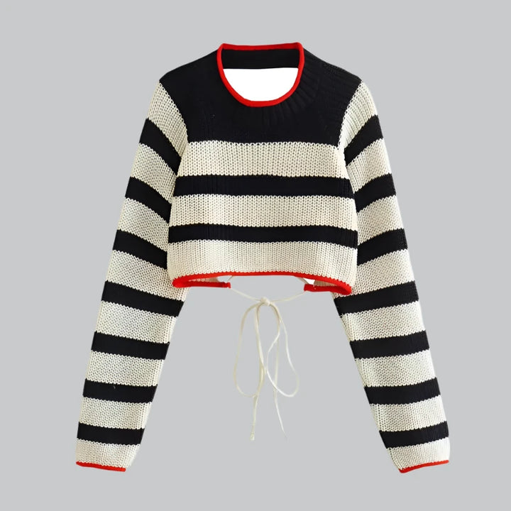 Sophia - Striped Cropped Knit Sweater