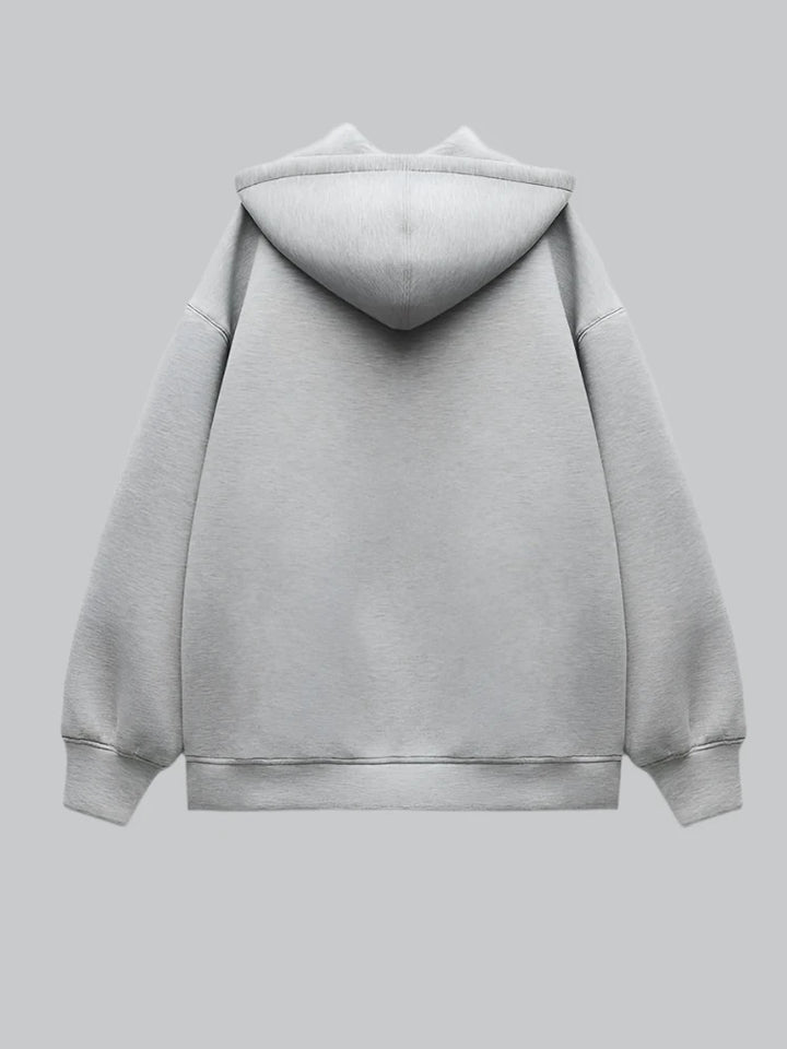 Vivian - Long Gray Bomber Jacket with Hood