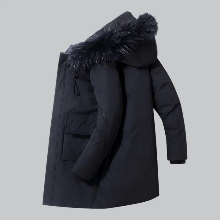 Jack - Men's Long Down Puffer Jacket with Fur Collar