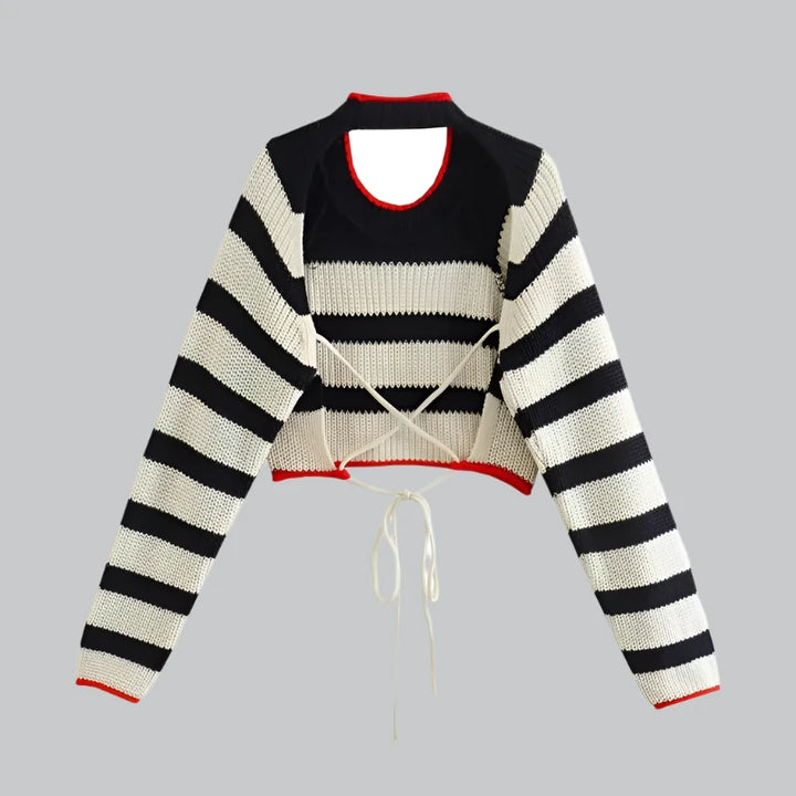 Sophia - Striped Cropped Knit Sweater