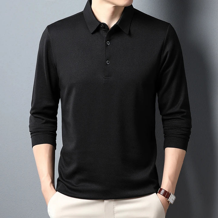 Lucas - Men's Business Casual Long Sleeve Polo Shirt