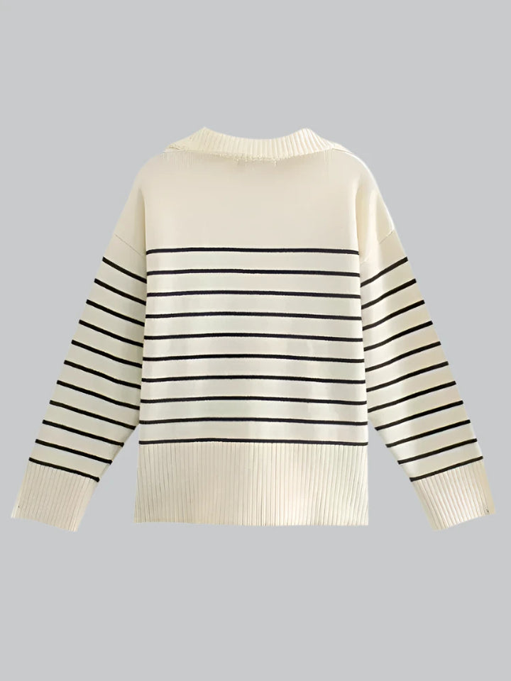 Maya - Vintage Asymmetrical Striped Knitted Sweater