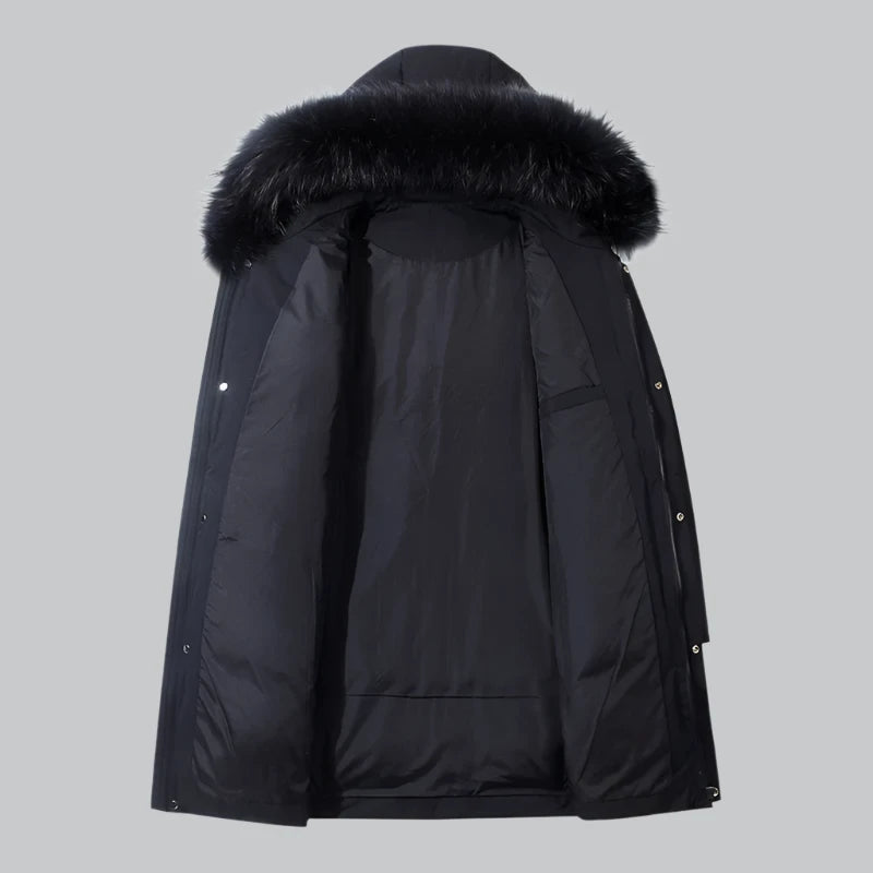 Jack - Men's Long Down Puffer Jacket with Fur Collar