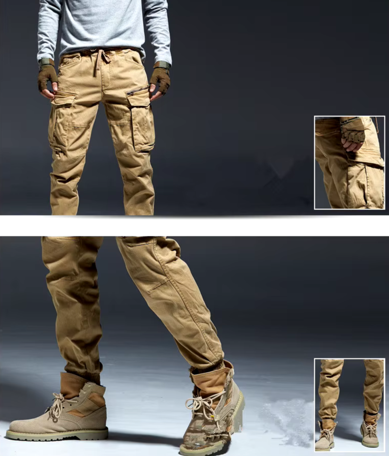 Mason - Elastic Waist Cotton Cargo Pants