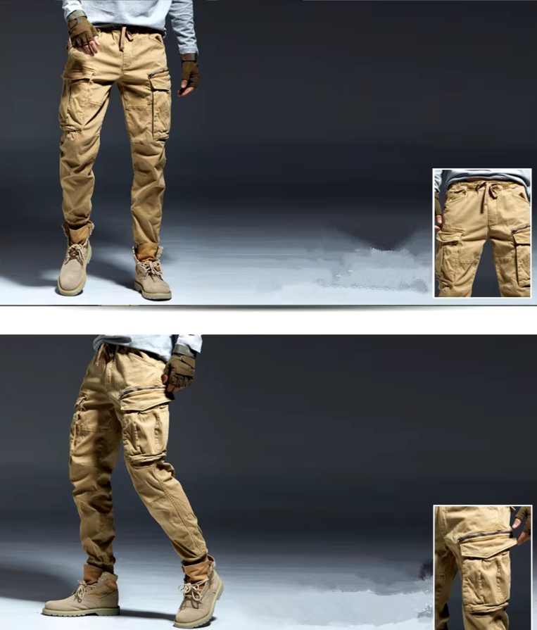 Mason - Elastic Waist Cotton Cargo Pants